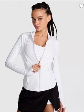 PINK Victoria's Secret White Relay Full‑Zip Athletic Jacket